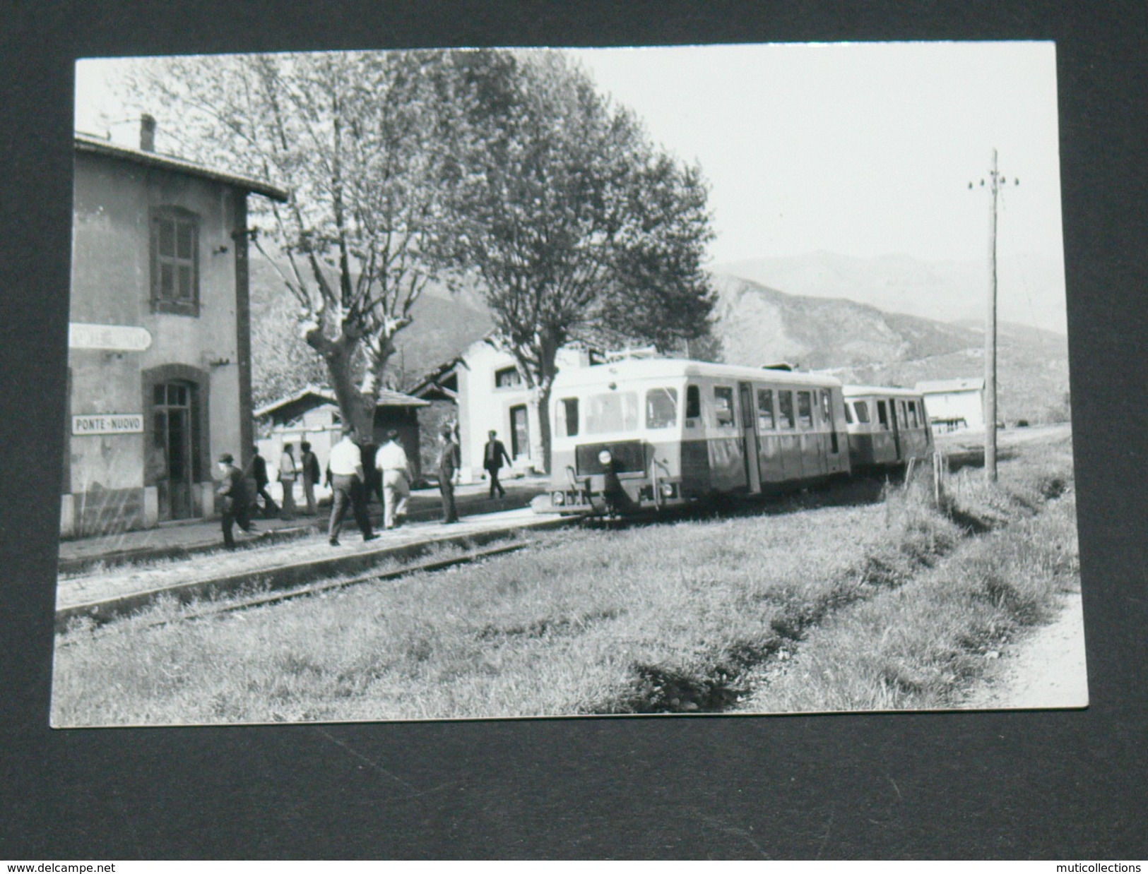 GARE DE PONTE NUOVO/ CASTELLO DI ROSTINO / ARDT CORTE 1950 / AUTORAIL CALVI  /15X11 CM/ SERIE 64  VUE 4 / CLICHE BAZIN - Trenes