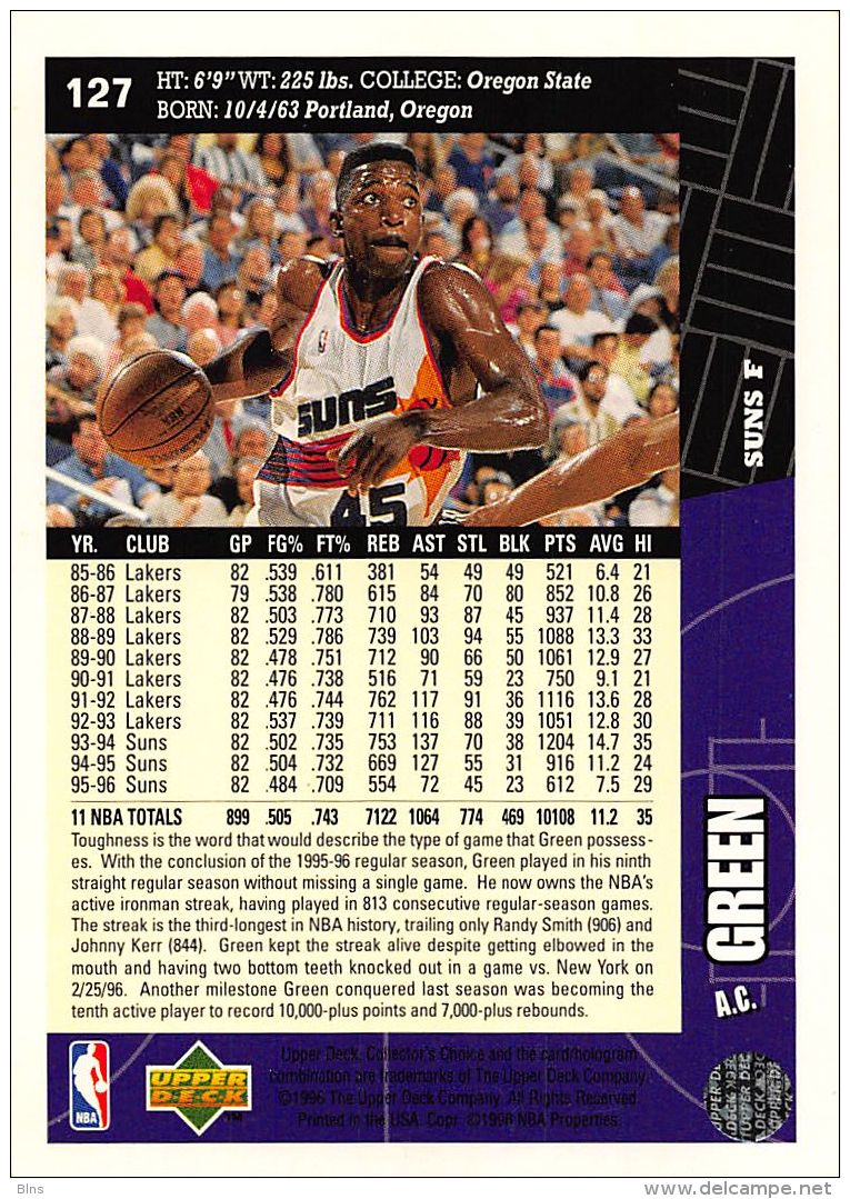 A.C. Green - Upper Deck 1996-97 Collector's Choice - N.127 - 1990-1999