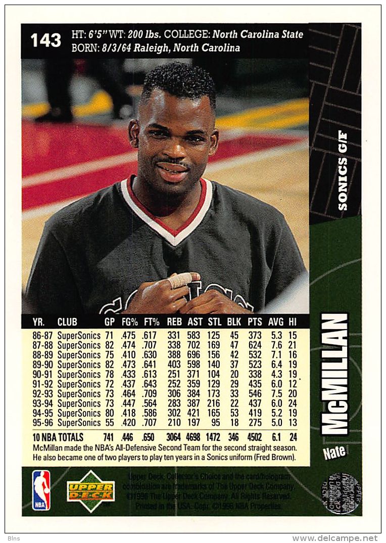 Nate McMillan - Upper Deck 1996-97 Collector's Choice - N.143 - 1990-1999