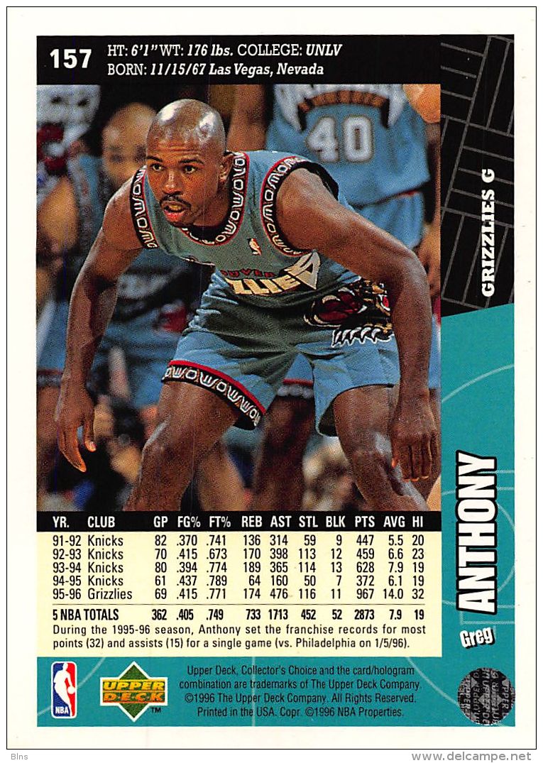 Greg Anthony - Upper Deck 1996-97 Collector's Choice - N.157 - 1990-1999