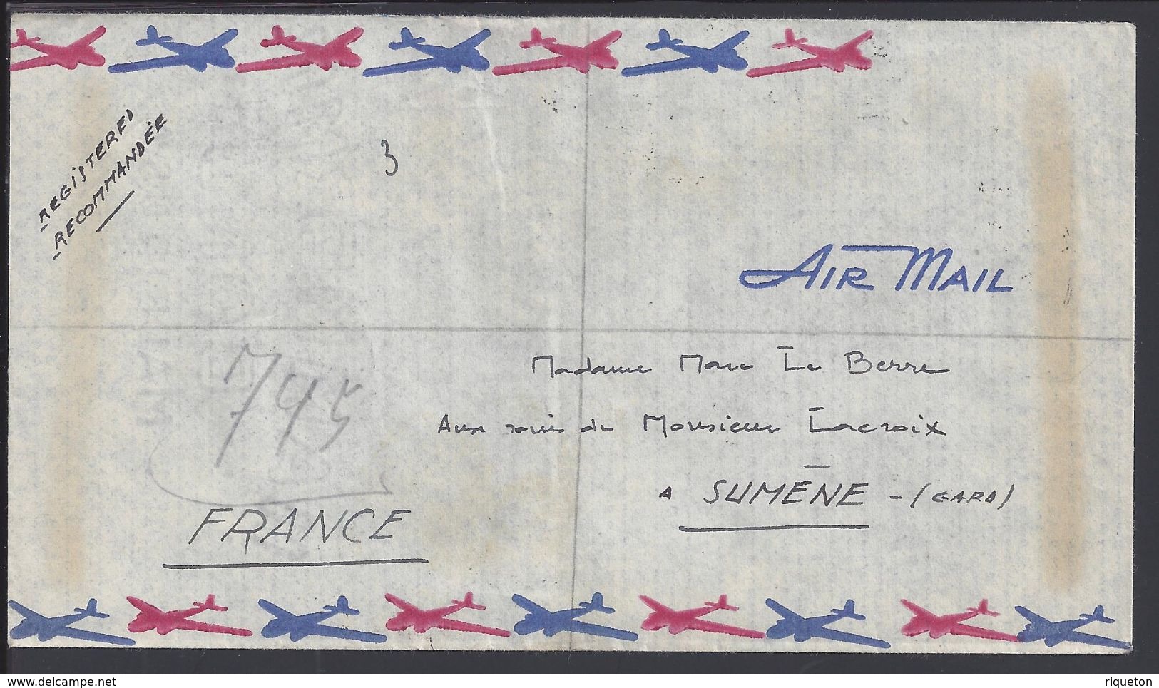 AFGANISTAN - 1949 - Enveloppe Recommandée De L'Ambassade De France De Kaboul Vers Sumène - FR - B/TB - - Afghanistan