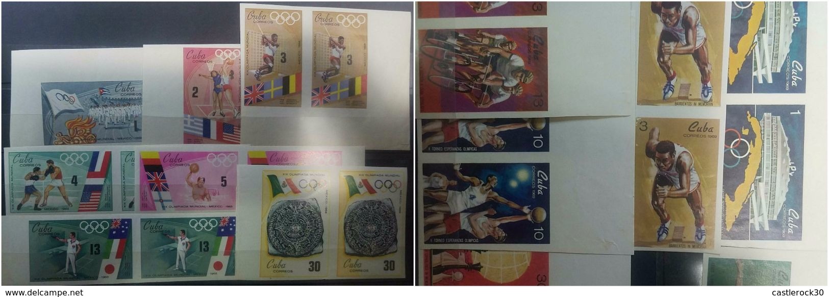 O) 1969 CUBA-CARIBE, IMPERFORATE, PARADE OF SPORTS-WOMENS BASKETBALL-HAMMER THROW-BOXING-WATER POLO-PISTOL SHOOTING, SCO - Imperforates, Proofs & Errors