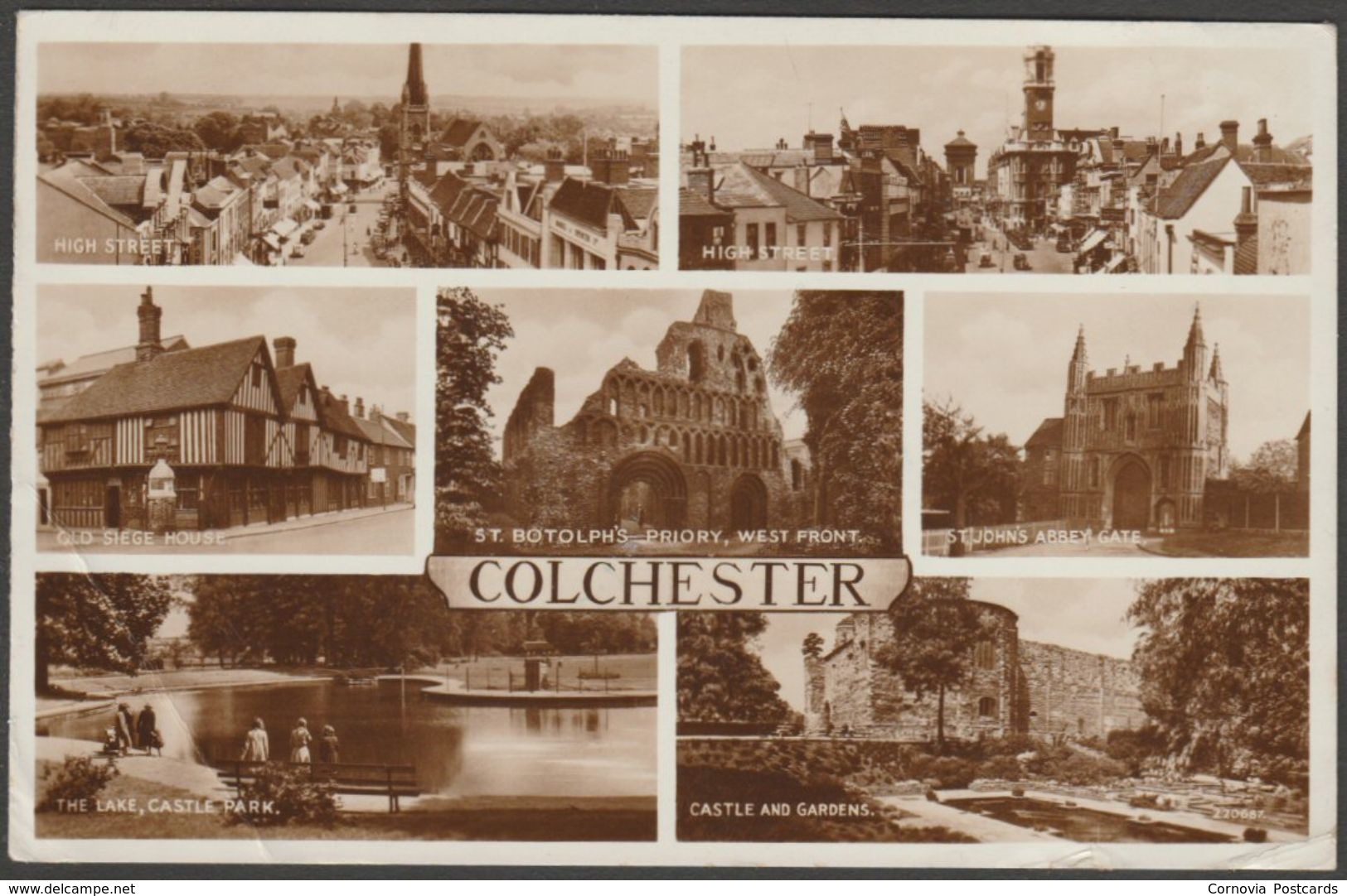 Multiview, Colchester, Essex, 1957 - Valentine's RP Postcard - Colchester
