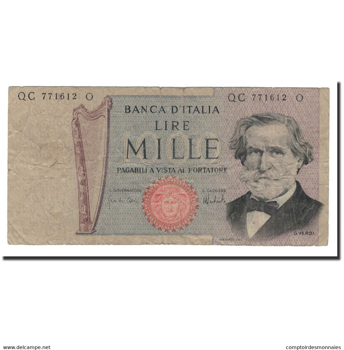 Billet, Italie, 1000 Lire, 1969-1981, 1975-08-05, KM:101d, B - 1000 Lire