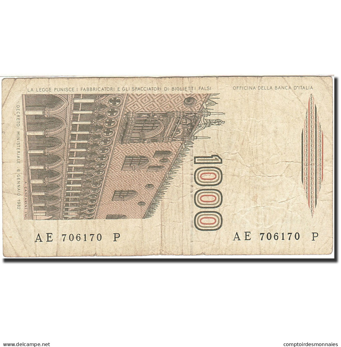 Billet, Italie, 1000 Lire, 1982-1983, 1982-01-06, KM:109b, B+ - 1000 Lire