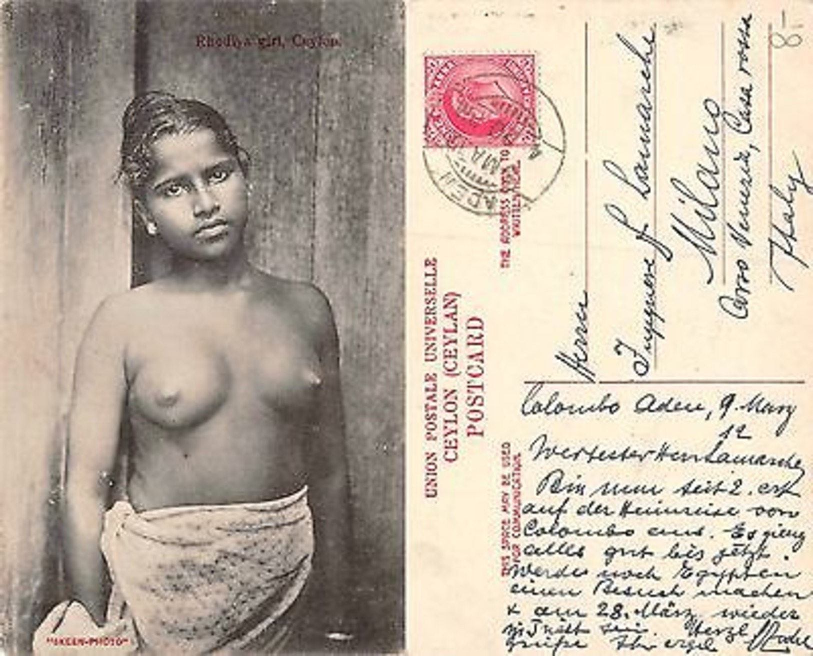 Asia Ceylon Sri Lanka - Rhodiya Girl YEAR 1912 (A-L 620) - Non Classés