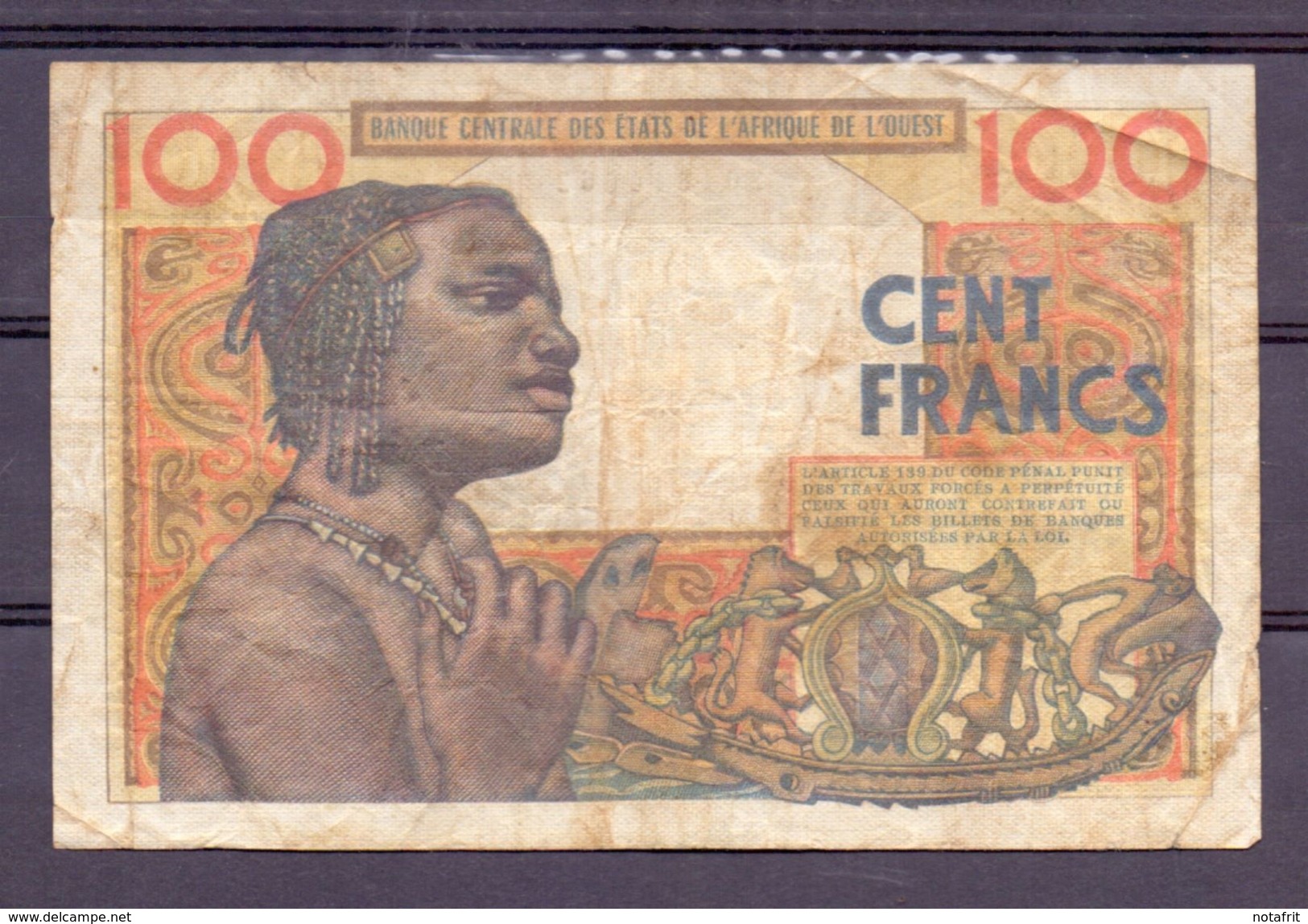 AOF French West Africa 100 Fr 1959 Without Country Letter. General Issue - États D'Afrique De L'Ouest