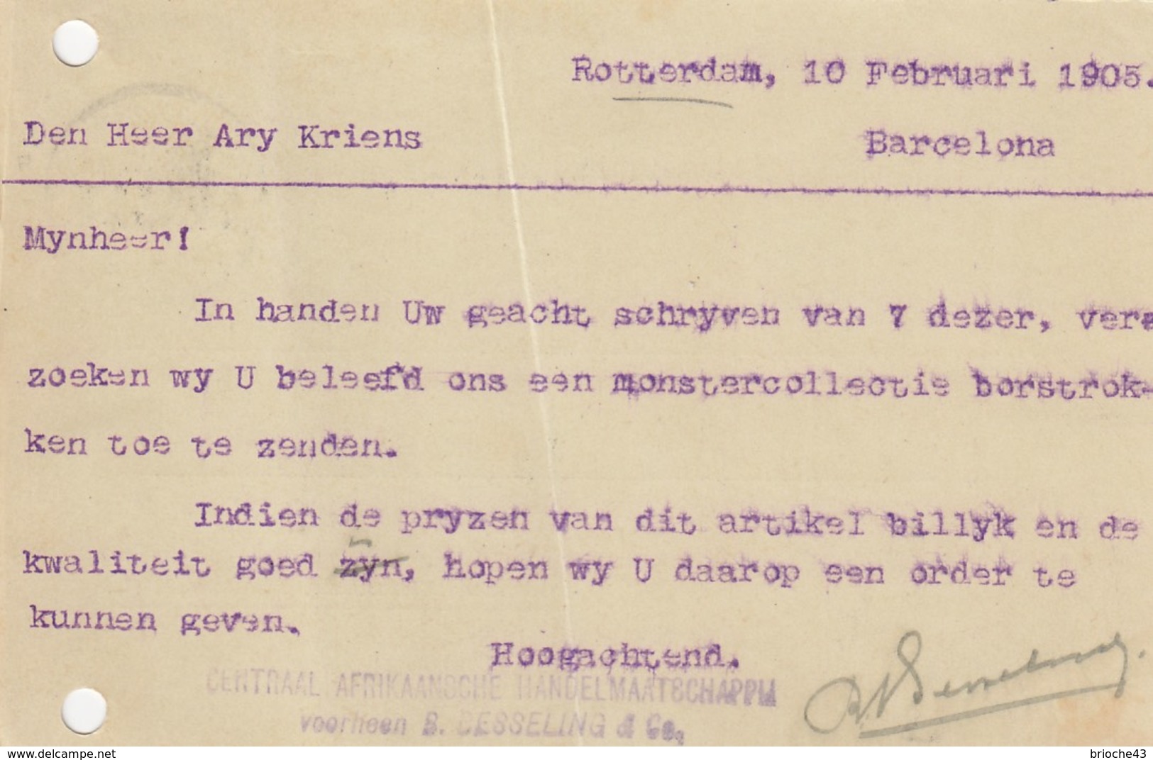 PAYS-BAS - BRIEFKAART 1905 ROTTERDAM TO BARCELONA /1 - Brieven En Documenten