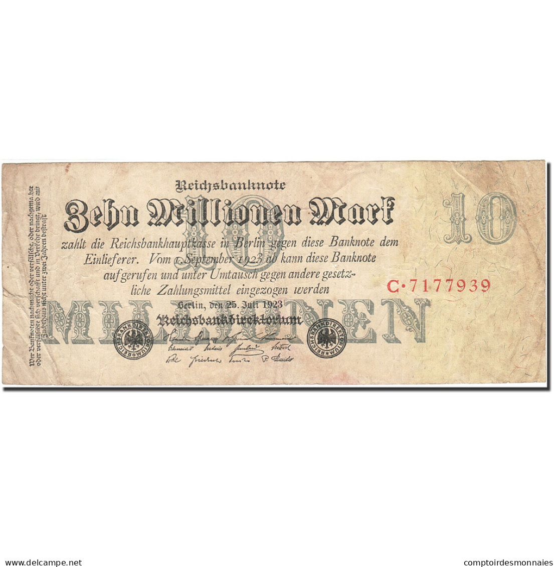 Billet, Allemagne, 10 Millionen Mark, 1923, 1923-07-25, KM:96, TB - 10 Millionen Mark