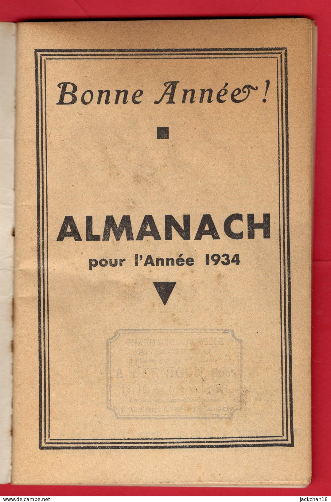 -- ALMANACH PORTE BONHEUR - OFFERT PAR UNE PHARMACIE DE NEVERS (Nièvre) -- - Autres & Non Classés