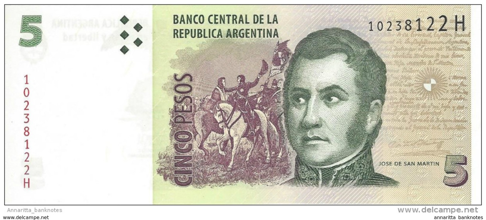 ARGENTINA 5 PESOS ND (2013) P-353a UNC SERIES H, SIGN: PONT &  BOUDOU [AR353a5] - Argentina