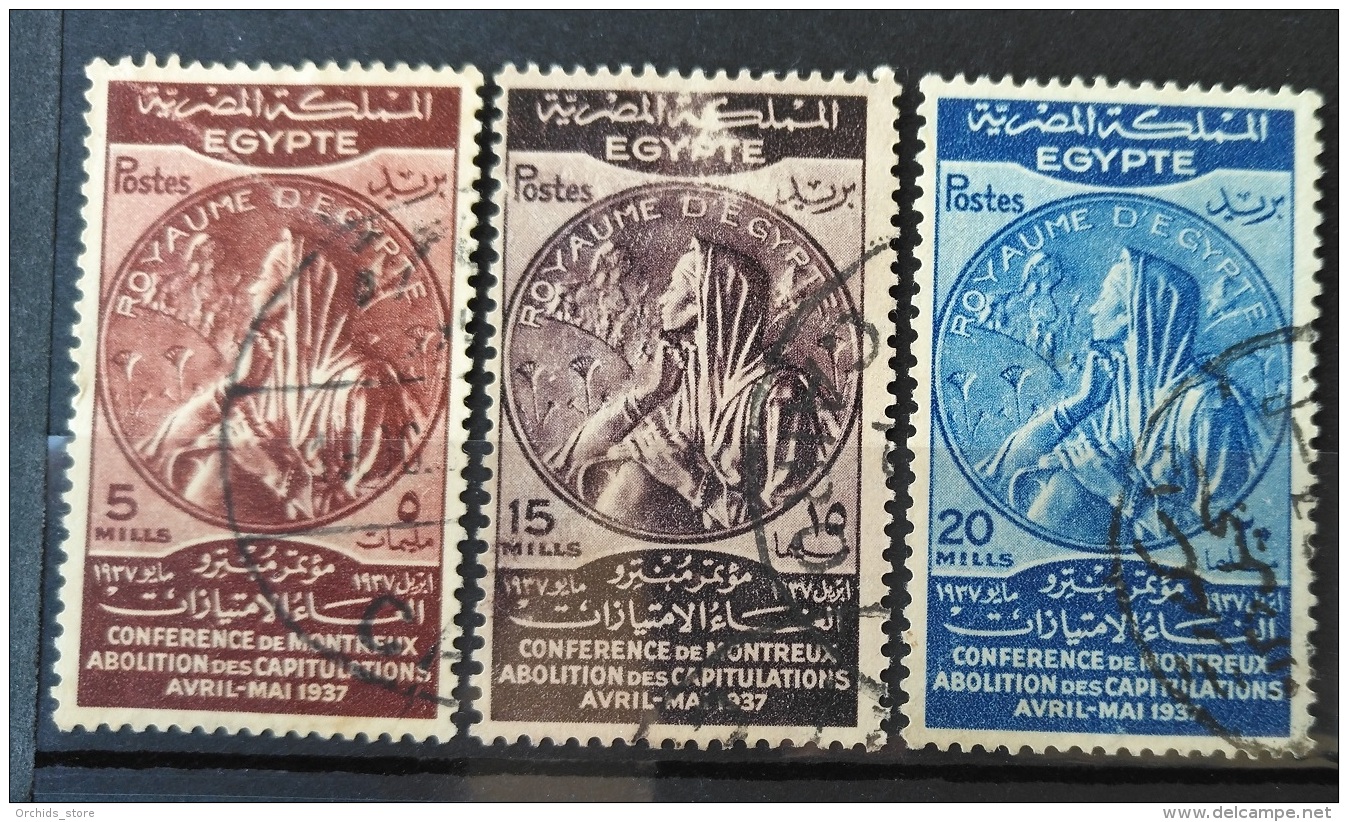 E24 - Egypt 1937 SG 259-261 Complete Set 3v. - Abollition Of Capitulations At The Montreux Conference - Used Stamps