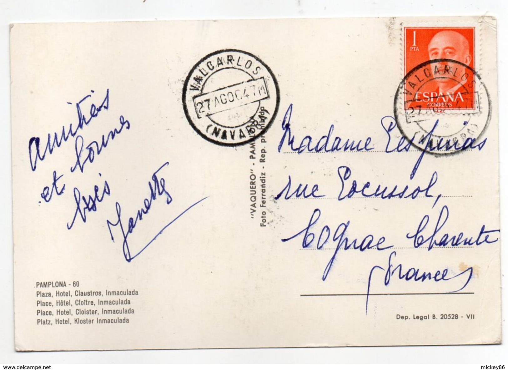 Espagne--PAMPLONA--1964--Multivues  --beau Cachet VALCARLOS--Navarra - Navarra (Pamplona)