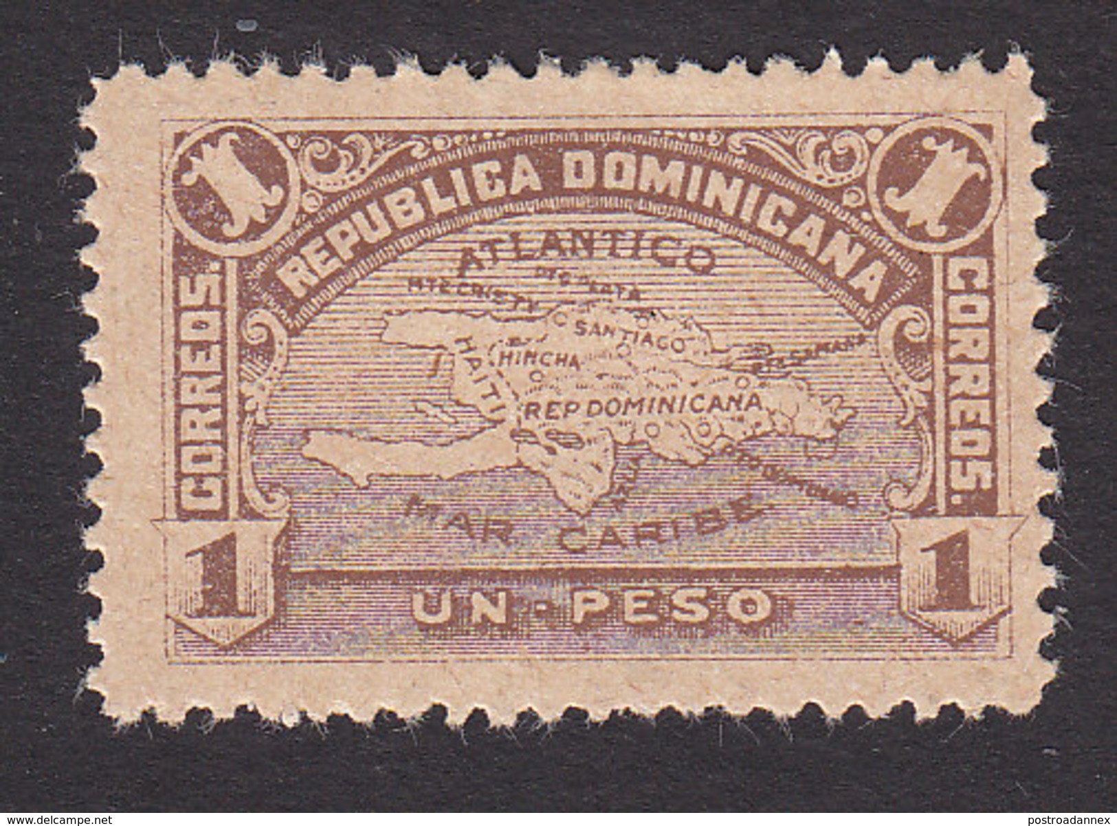 Dominican Republic, Scott #119, Mint Hinged, Map, Issued 1900 - Dominican Republic