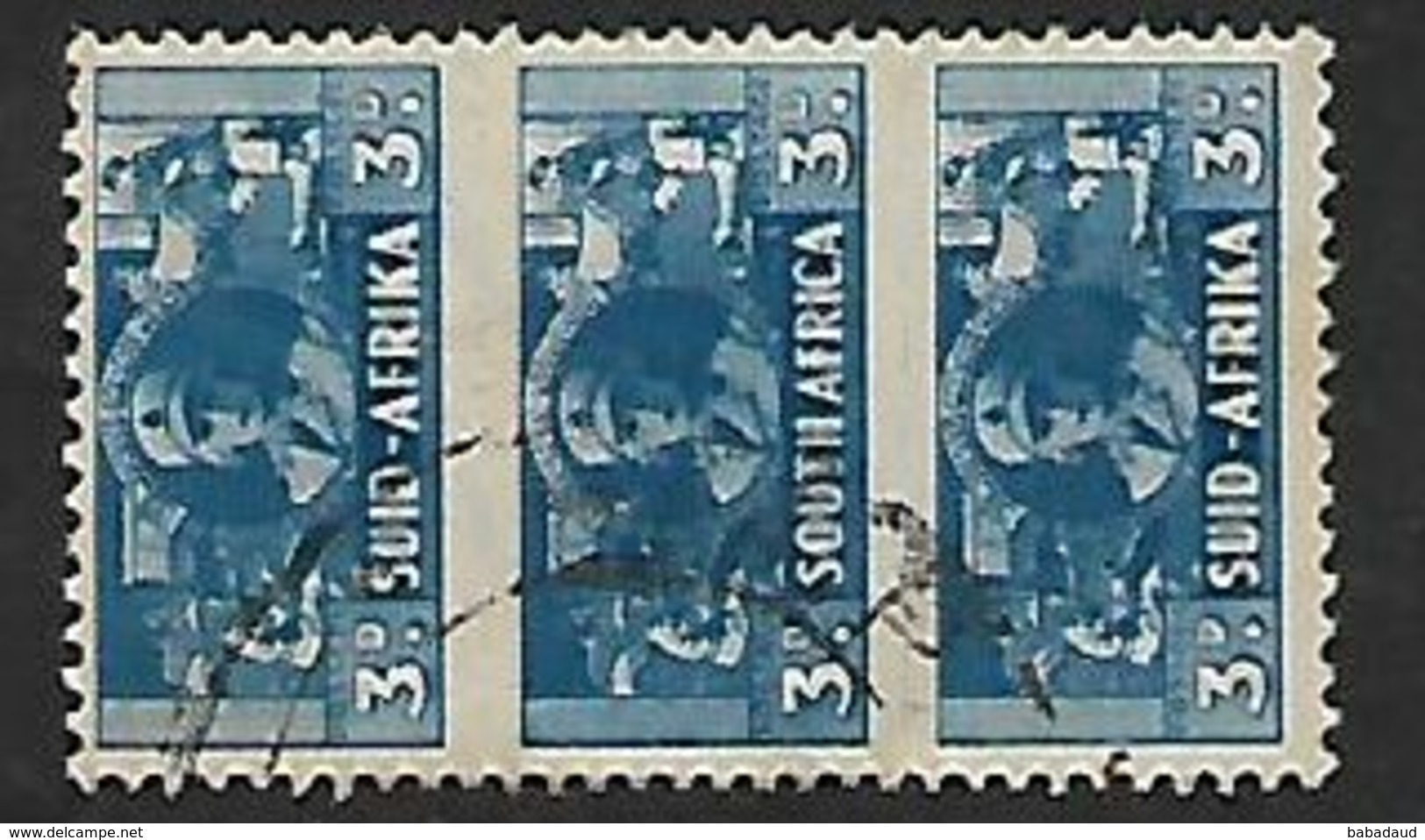 S. Africa: 1942, 3d, War Effort, Auxilliary Services, Unit Of 3, C.d.s. Used - Used Stamps