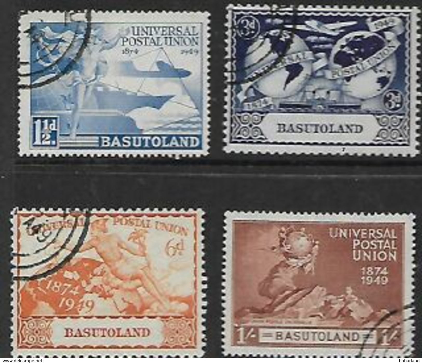 Basutoland, George VI, 1949 U.P.U. Set Of 4, C.d.s. Used - 1933-1964 Crown Colony