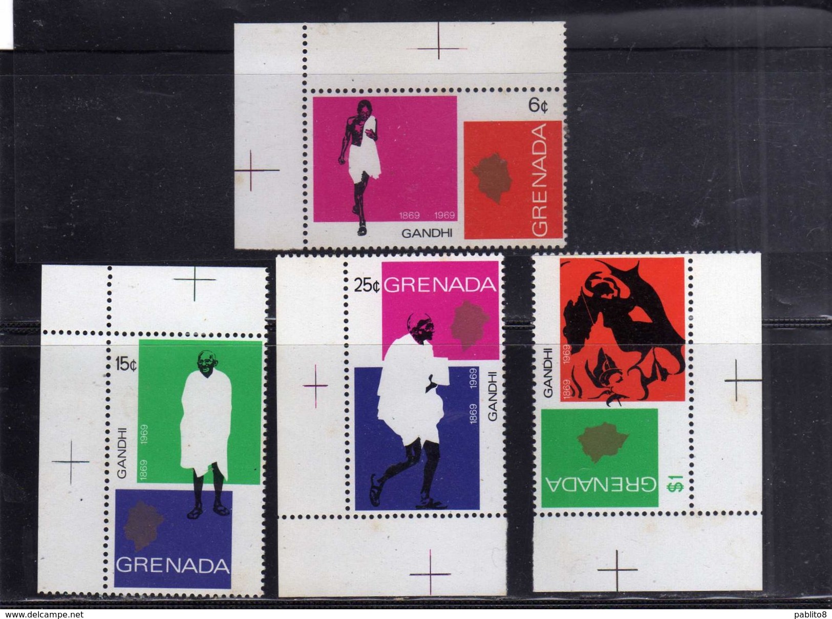 GRENADA 1969 MAHATMA GANDHI COMPLETE SET SERIE COMPLETA MNH - Grenada (...-1974)