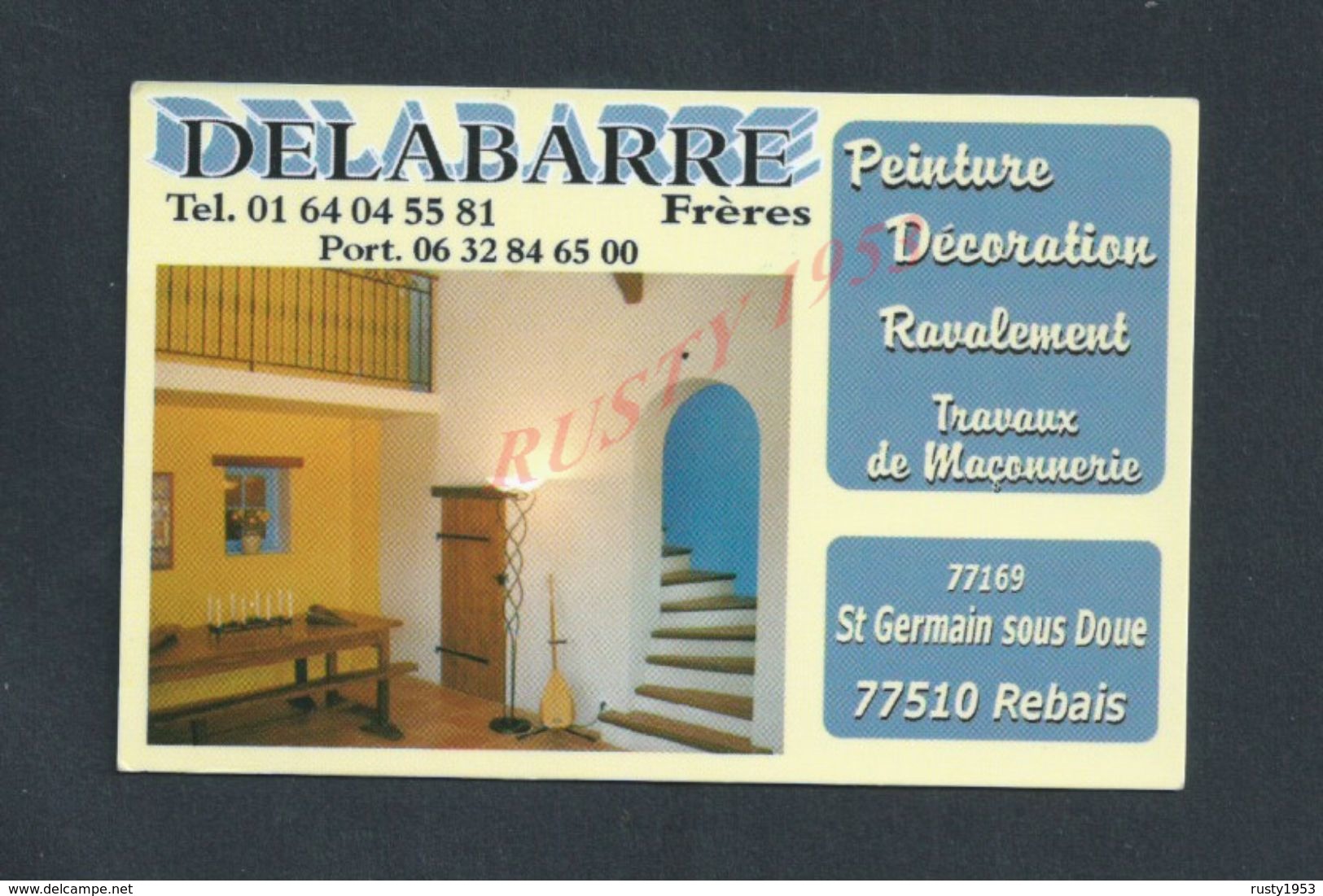 CDV CARTE DE VISITE DELABARRE PEINTURE DÉCORATION À REBAIS : - Visiting Cards