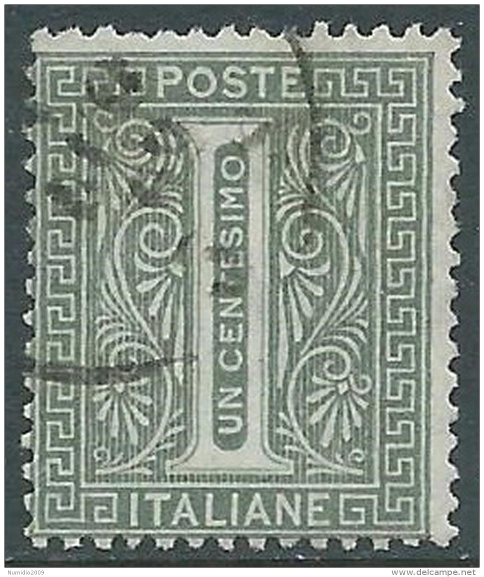 1863-65 REGNO USATO CIFRA 1 CENT TORINO - R5 - Usati