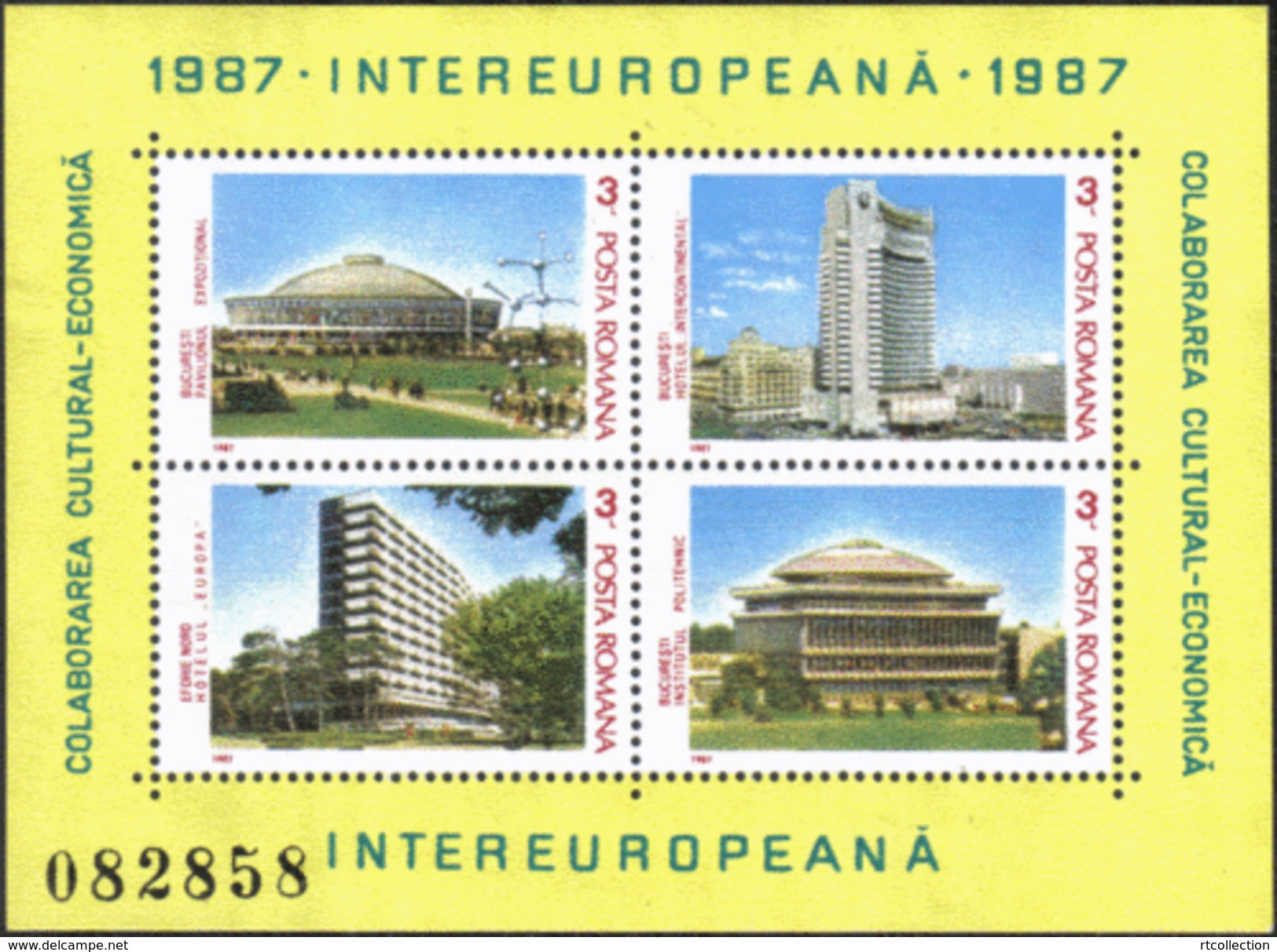 Romania 1987 Architecture Building School Hotel Pavilion Holiday Tourism EUROPE EUROPA M/S Stamp MNH SG#MS5100 - Hotels, Restaurants & Cafés