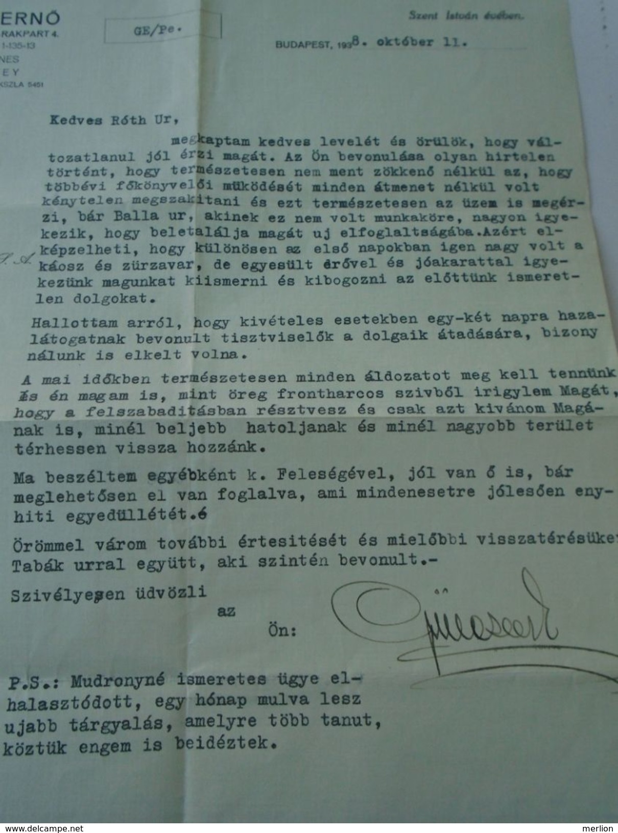 D151438 Hungary  Günczler Ernö - CISAFIOCCO -CISA RAYON - ROMA Italia - Budapest Comm. Letter 1938 - Italia