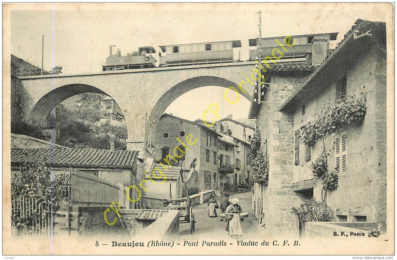 69. BEAUJEU .  Pont Paradis . Viaduc Du C. F. B.  CPA Animée . - Beaujeu