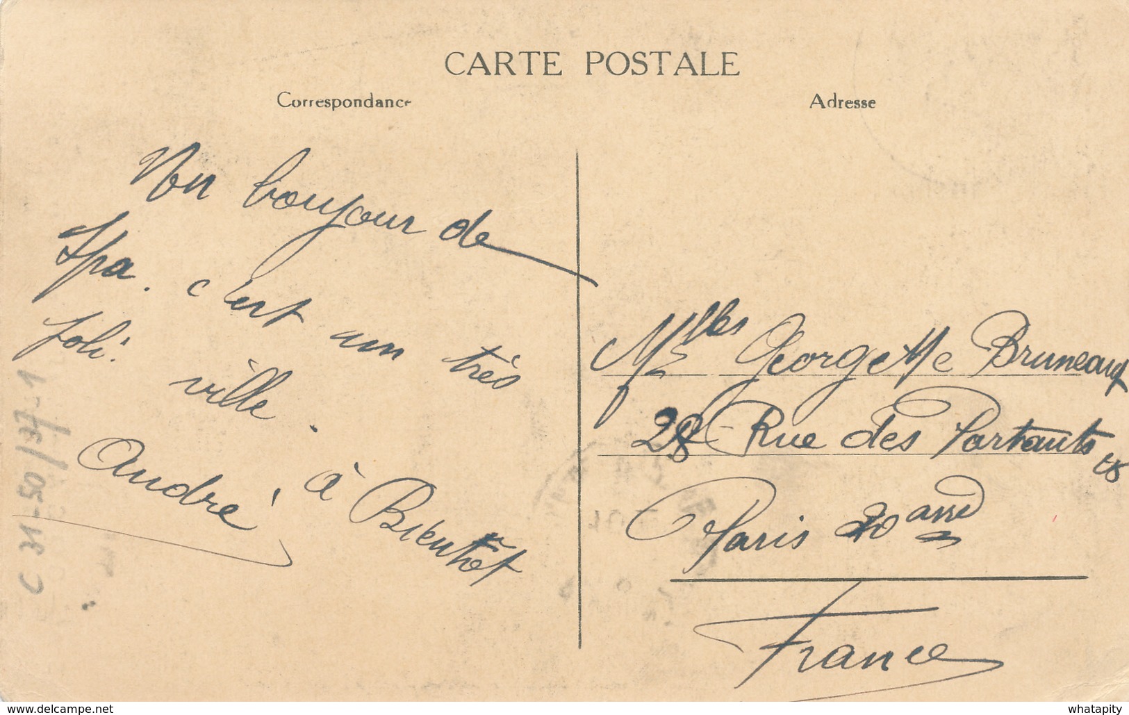 YY186 - Carte-Vue SPA G.Q.G. Allemand TP Casqué 10 C. Conférence Diplomatique De SPA 1920 Vers La France - 1915-1920 Albert I