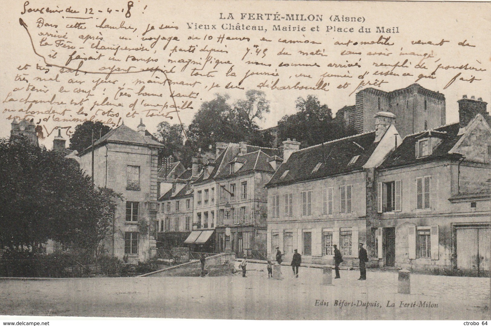 CPA LA FERTE-MILLON 02 - Mairie Et Place Du Mail - Autres & Non Classés