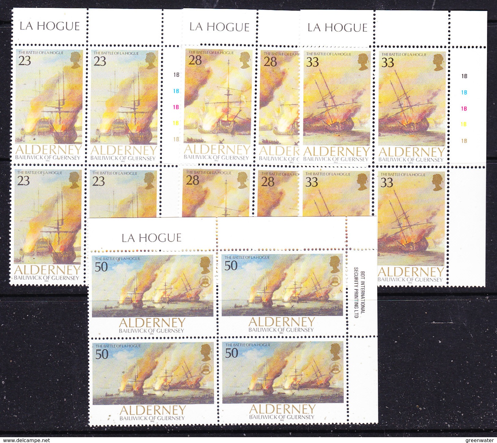 Alderney 1992 Battle Of La Hogue 4v Bl Of 4 (corner) ** Mnh (ALD112) - Alderney