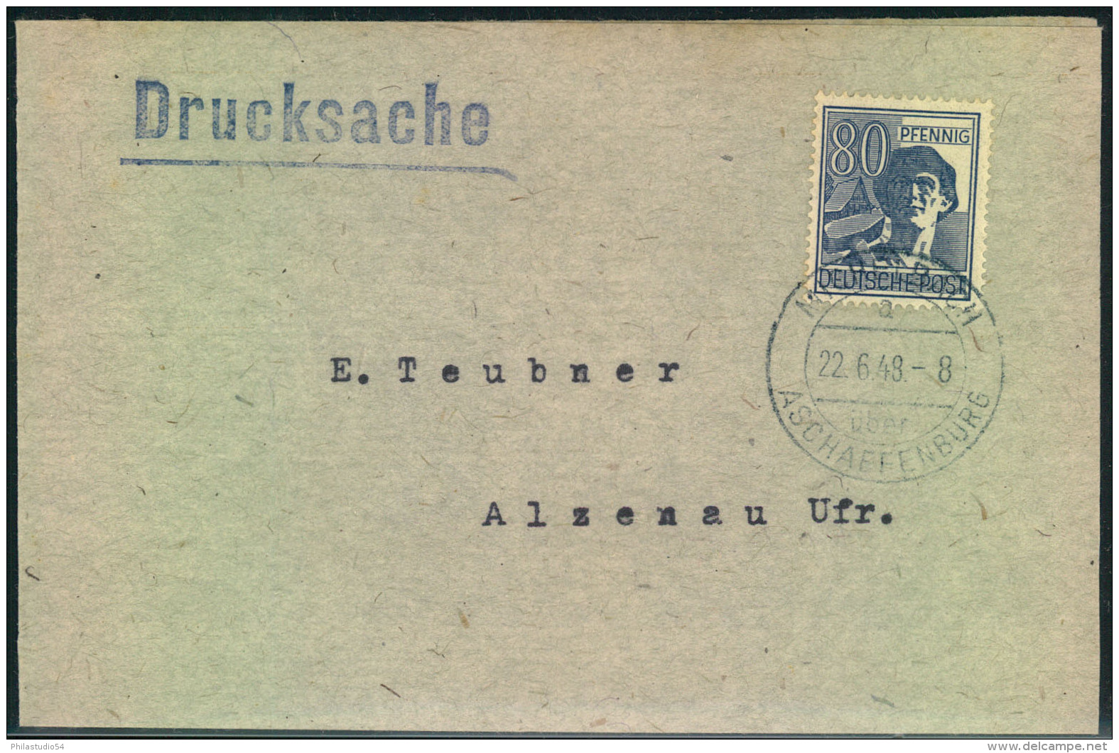 1948, Drucksache Mit 80 Pfg. Arbeiter In Zehnfachfrankatur Ab MICHELBACH über ASCHAFFENBURG - Altri & Non Classificati