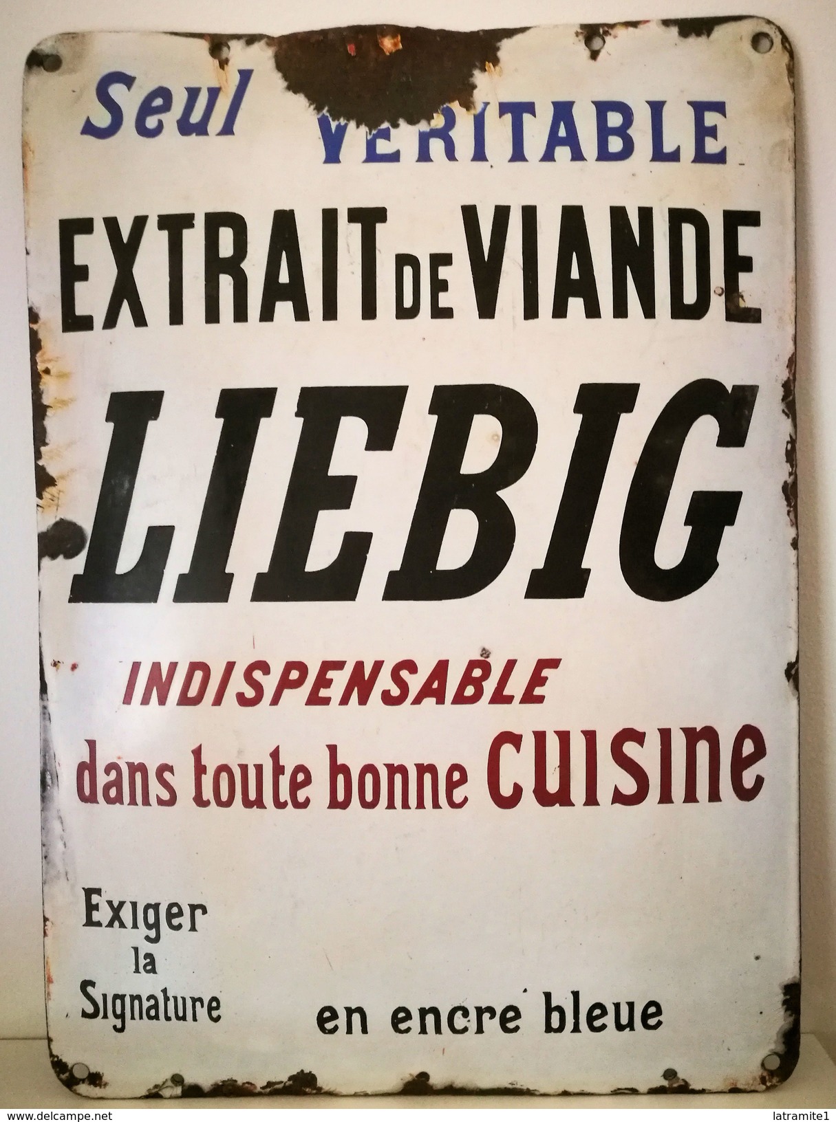 PLAQUES EMAILLEES LATTA SMALTATA EXTRAIT DE VIANDE  LIEBIG INDISPENSABLE - Liebig