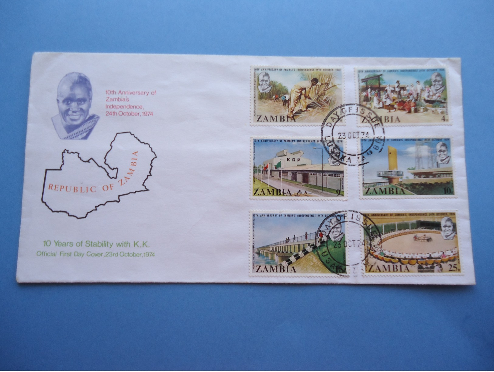 Covered Official First Day Cover, 23rd October, 1974. Republic Of Zambia - Zambia (1965-...)