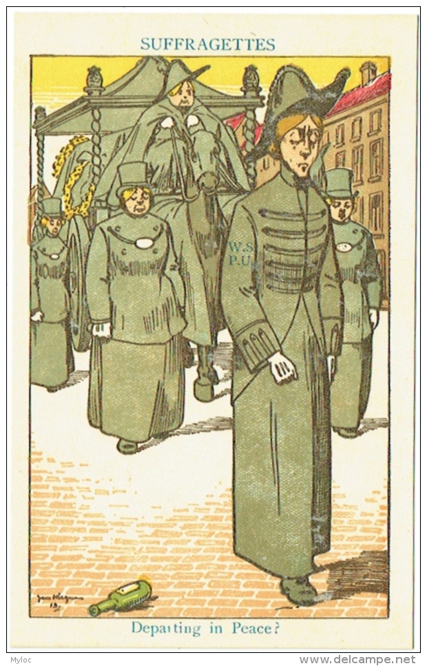 Illustrateur : Jan Wiegman. Suffragettes. Departing In Peace ?  Corbillard. - Other & Unclassified