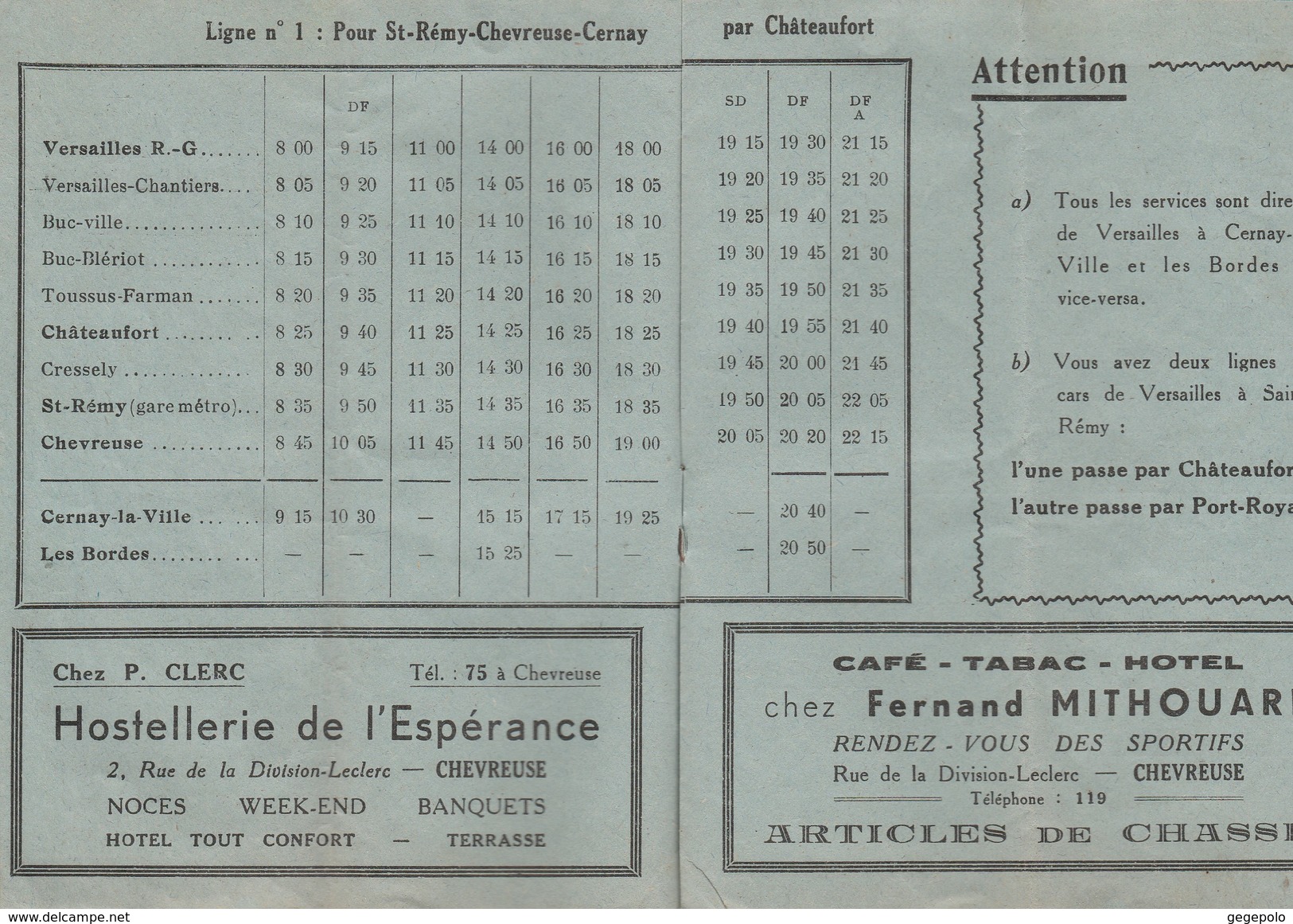 78 ( France ) - HORAIRES Des Services Automobiles De La Vallée De Chevreuse ( 12 Pages 11,3 Cm X 15 Cm ) Rare - Europe