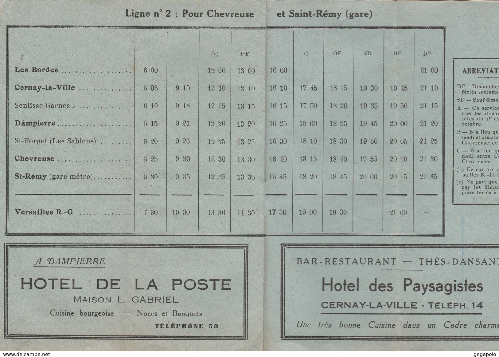 78 ( France ) - HORAIRES des services automobiles de la Vallée de Chevreuse ( 12 pages 11,3 cm x 15 cm ) rare