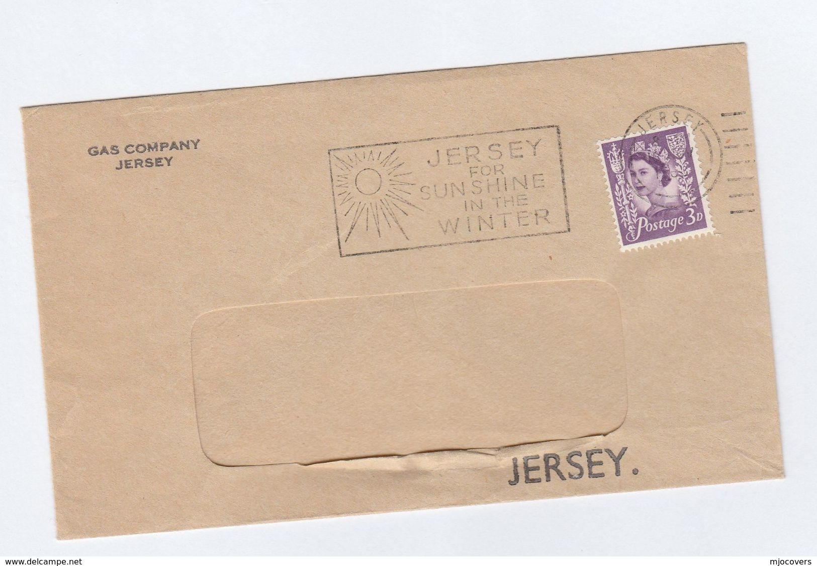 1968 JERSEY GAS Co COVER SLOGAN Pmk Jersey For SUNSHINE IN WINTER, Energy Stamps - Gaz