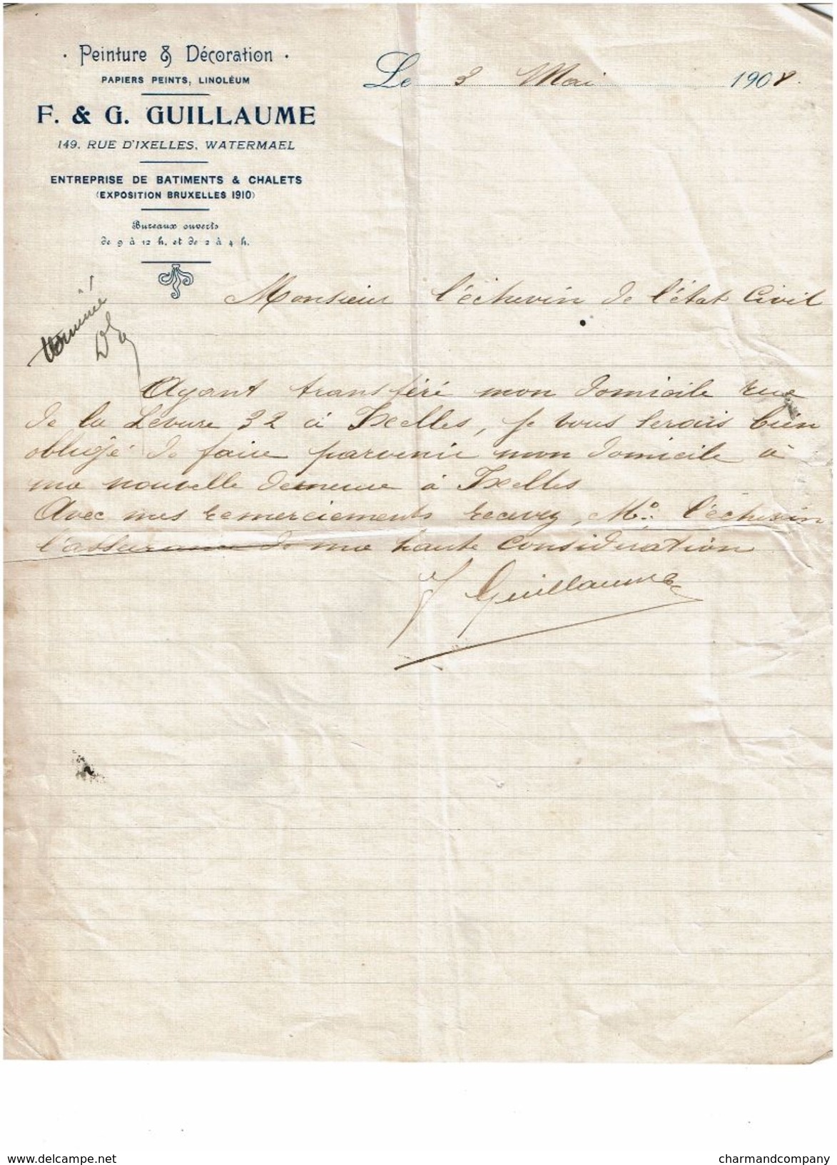 Lot 26 factures / documents commerciaux de 1895 à 1938 - WATERMAEL - Bruxelles - Voir liste complète & 26 scans