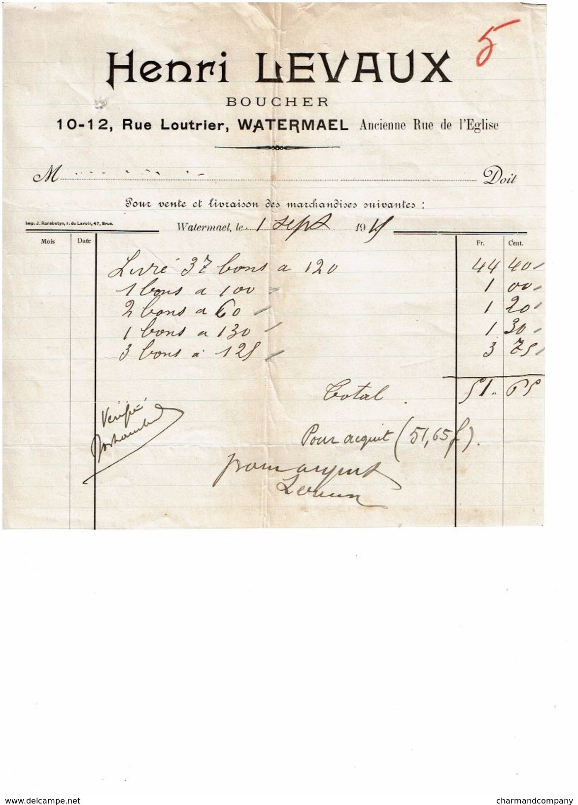 Lot 26 factures / documents commerciaux de 1895 à 1938 - WATERMAEL - Bruxelles - Voir liste complète & 26 scans
