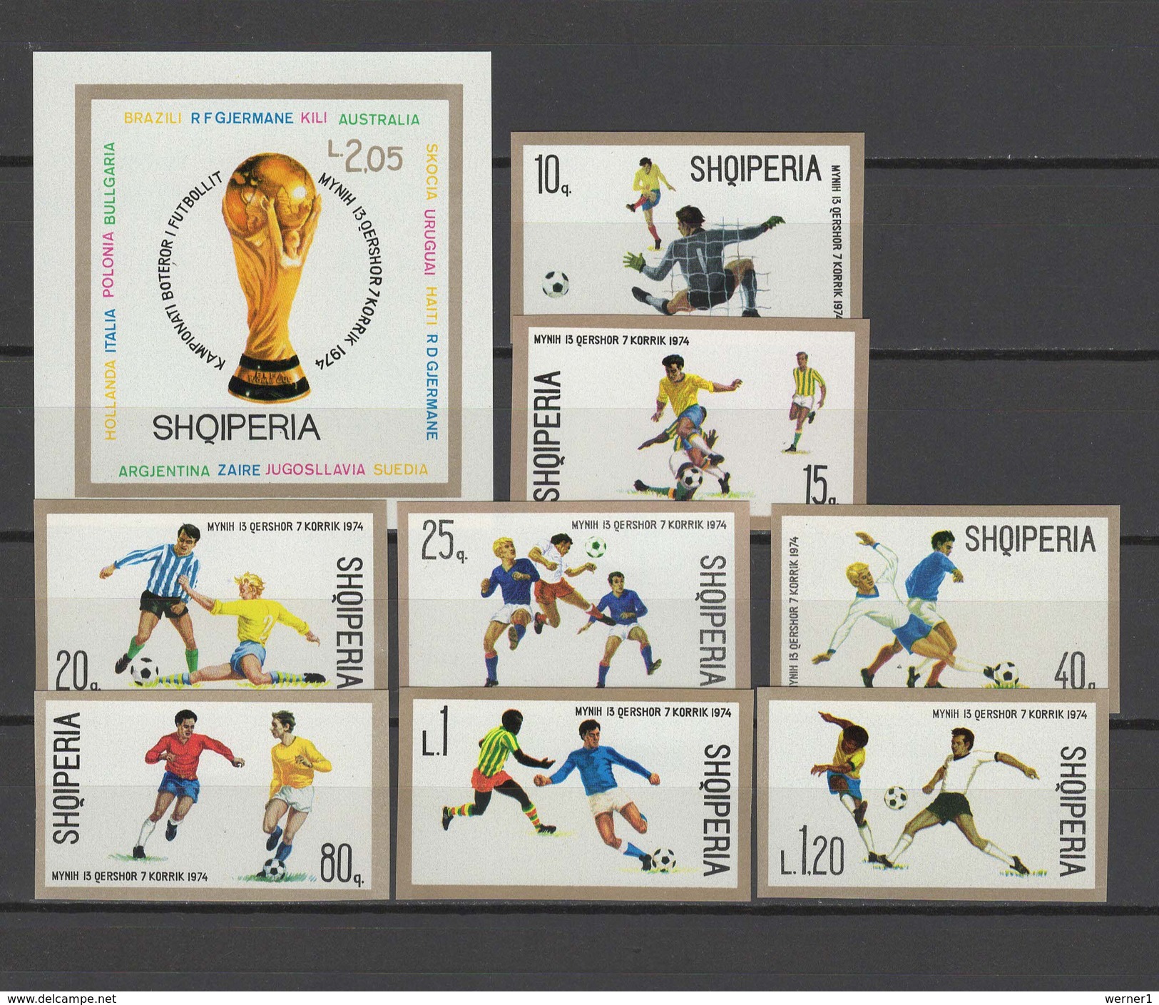 Albania 1974 Football Soccer World Cup Set Of 8 + S/s Imperf. MNH -scarce- - 1974 – Germania Ovest