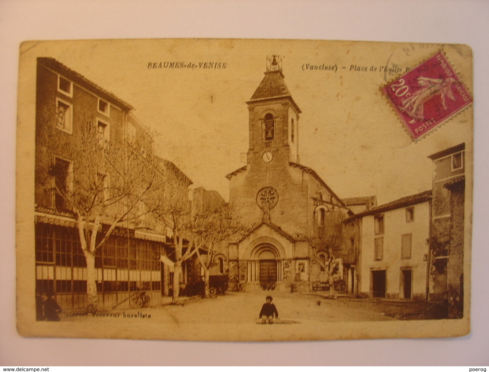 CPA 84 - BEAUMES DE VENISE (VAUCLUSE) - PLACE DE L'EGLISE ROMAINE - Oblitération : 1932 - Beaumes De Venise