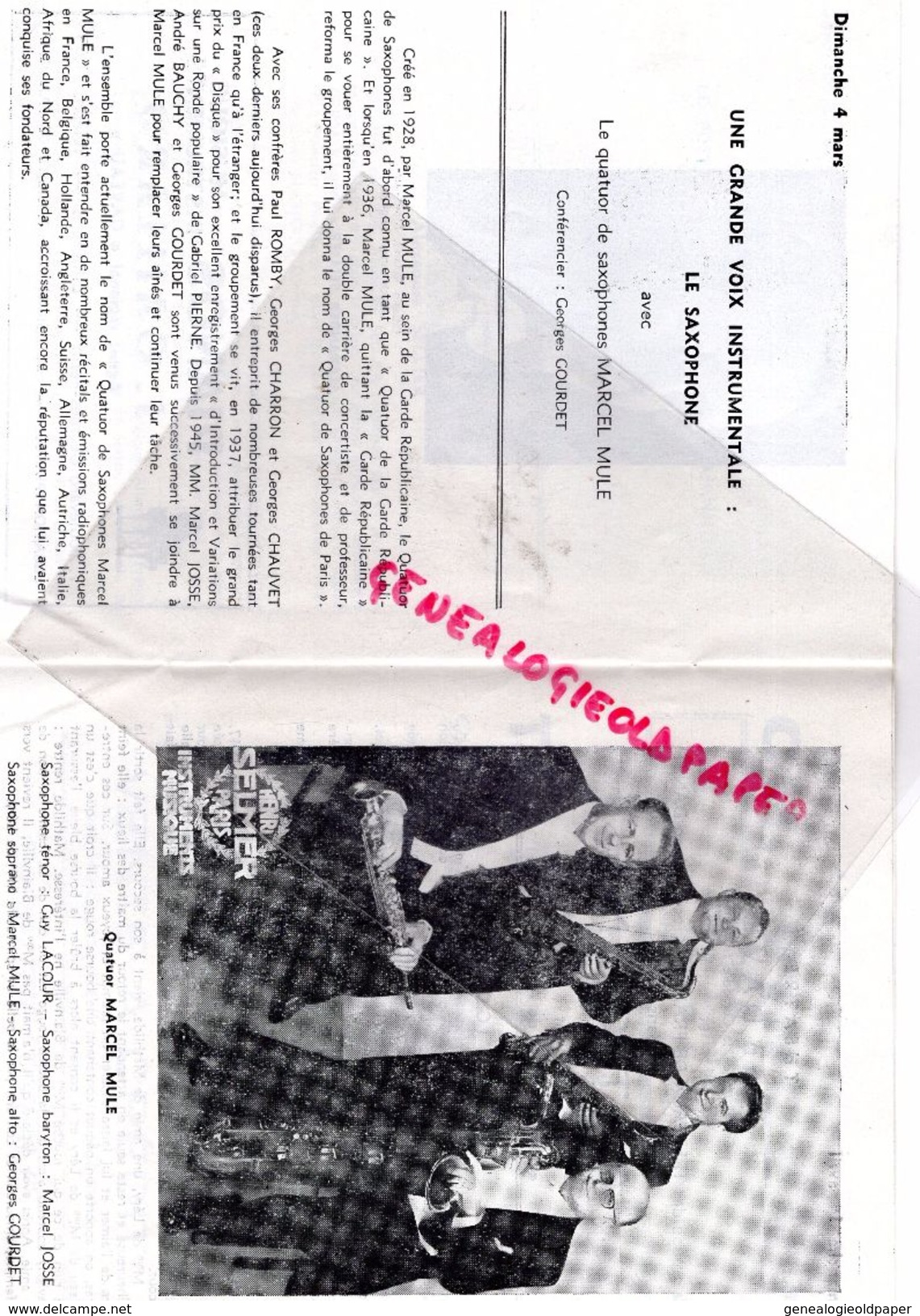 87 -LIMOGES-PROGRAMME JEUNESSES MUSICALES DE FRANCE-1961-1962-RENE NICOLY-DANIEL MARTY-GISELE PREVET-OPERA KOSMA-BAUDO - Programme