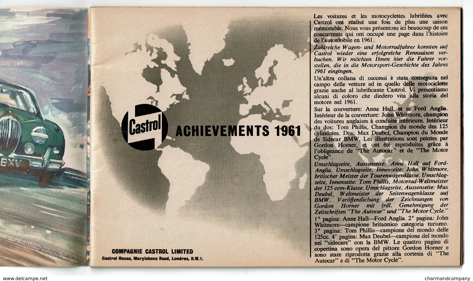 Castrol Achievements 1961 - Autos / Motos / Side-Car  / Avions - 48 Pages - Illustr. De Gordon Horner, Nombreuses Photos - Altri & Non Classificati