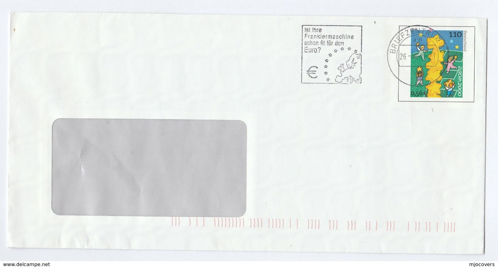 2001 GERMANY Postal STATIONERY COVER  SLOGAN Is FRANKING MACHINE READY For EURO Coin , Europa Stamps Map - Covers - Used