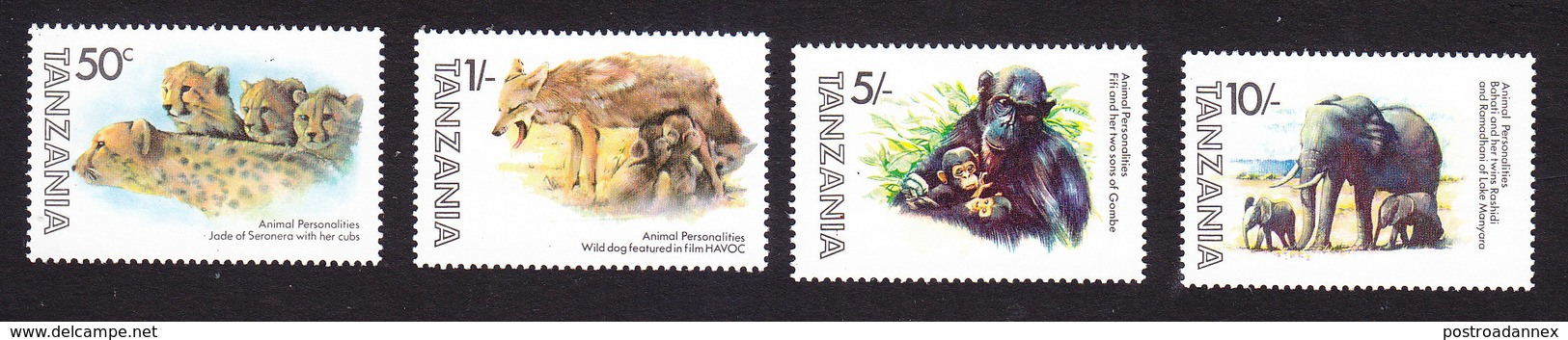 Tanzania, Scott #201-204, Mint Hinged, Animals, Issued 1982 - Tanzania (1964-...)