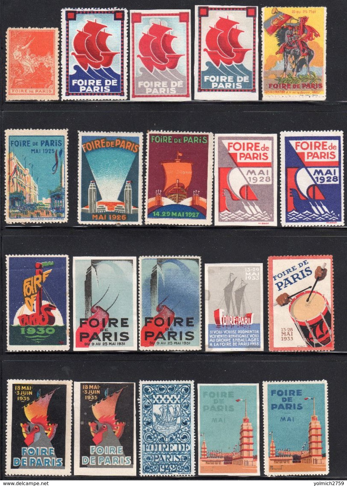 20 VIGNETTES FOIRE DE PARIS Dont 1917 + 6 OBLIT.  Entre 1938 Et 1950 - Otros & Sin Clasificación