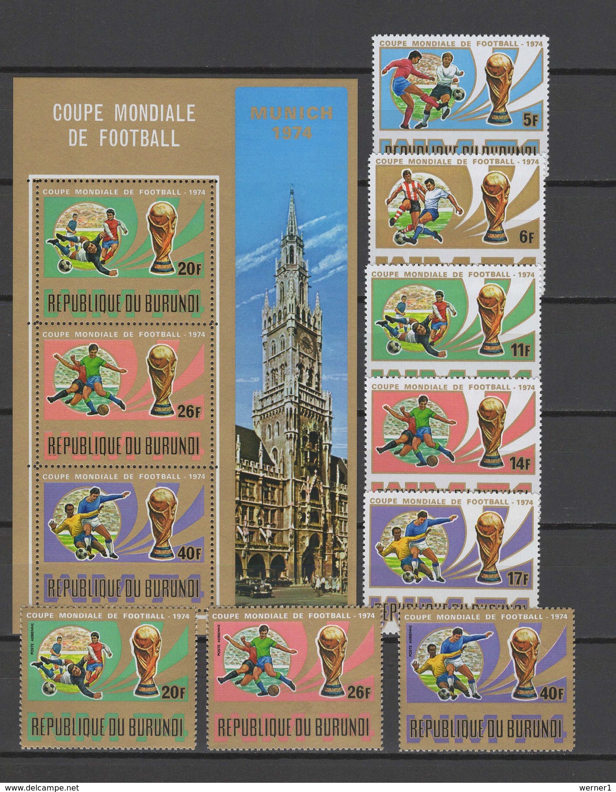 Burundi 1974 Football Soccer World Cup Set Of 8 + S/s MNH - 1974 – Germania Ovest