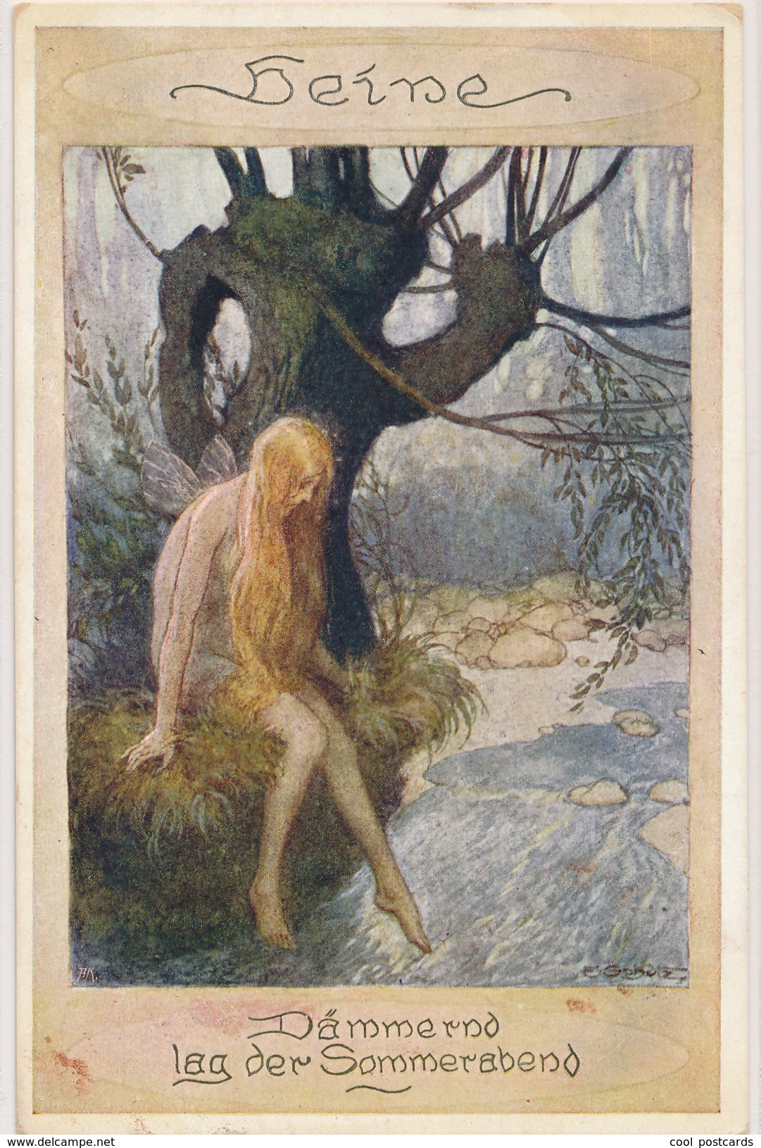 HEINE, POETRY, FAIRY TALE, WATER NYMPH, SIGN. E. SCHUTZ, EX Cond. PC, Used 1917, FELDPOST, CENSORSHIP SEAL - Märchen, Sagen & Legenden