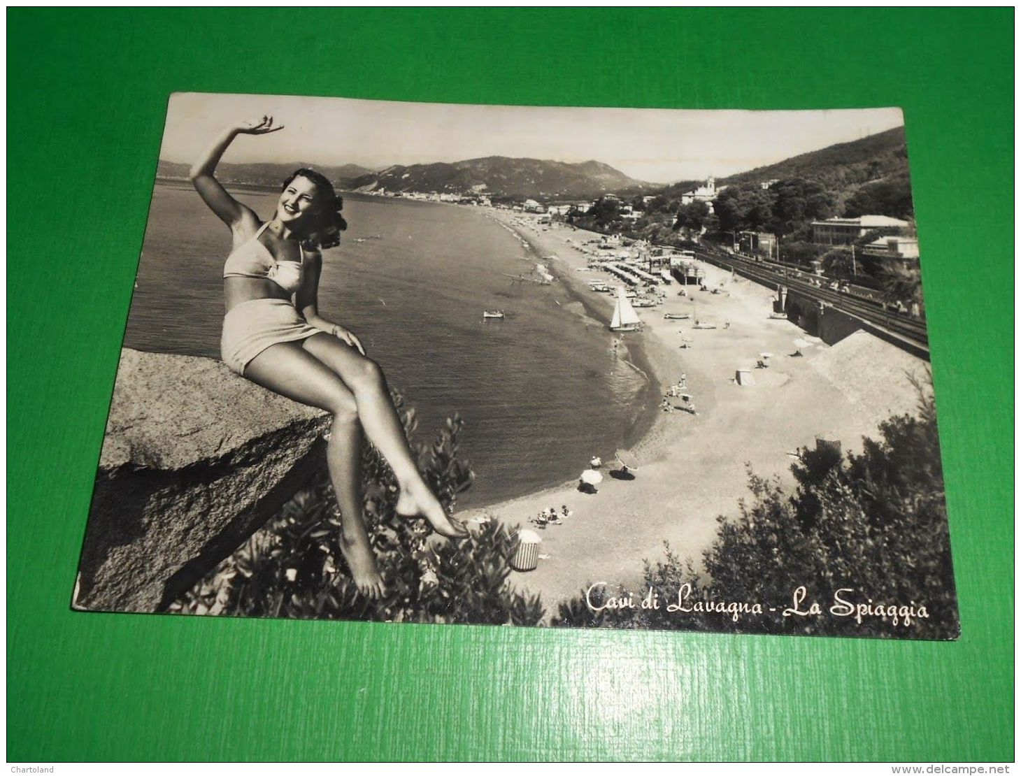 Cartolina Cavi Di Lavagna - La Spiaggia 1956 - Genova