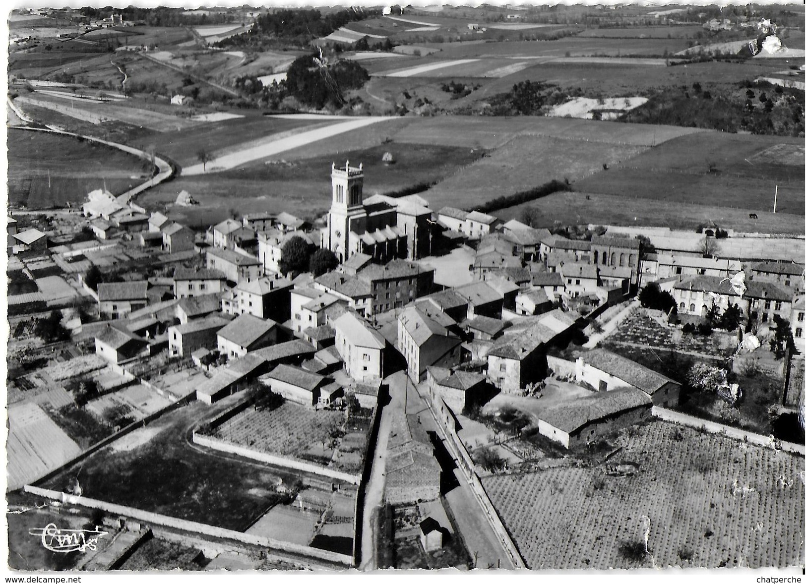 CORDELLE 42 LOIRE  33.27 A VUE GENERALE AERIENNE  EDIT. CIM ECRITE CIRCULEE 1957 - Autres & Non Classés