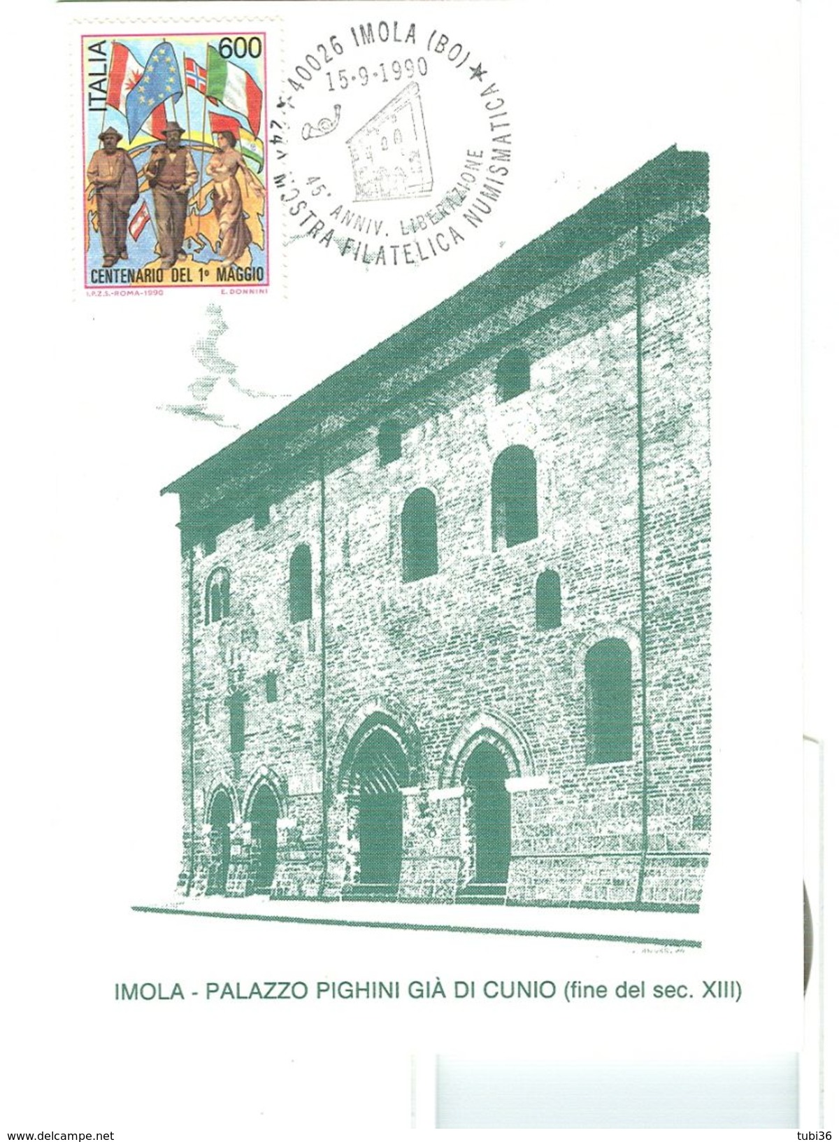 IMOLA (BOLOGNA) "45° ANNIVERSARIO LIBERAZIONE",1990,ANNULLO SPECIALE FIGURATO SU CARTOLINA DEDICATA, - Esposizioni Filateliche